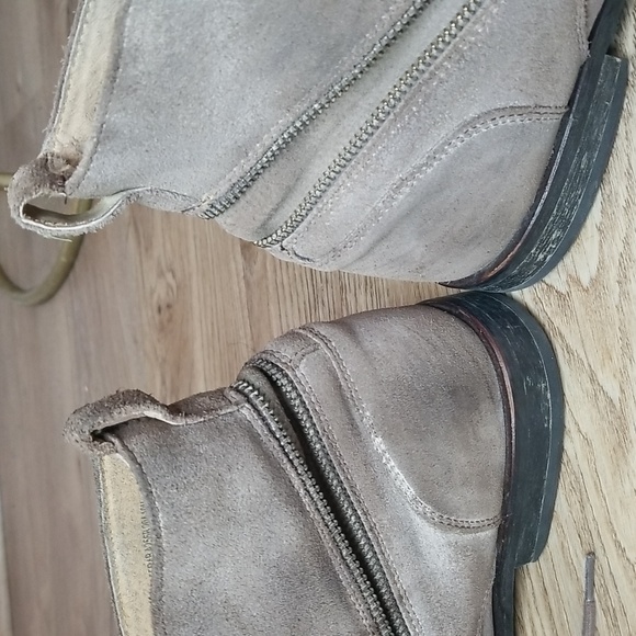 John Varvatos Suede Leather Mens Grey Distressed Lace Ankle Chukka Boots Zipper - Picture 13 of 13